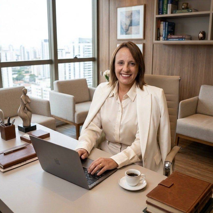 Verônica Rodrigues, psicóloga, sorrindo em seu consultório